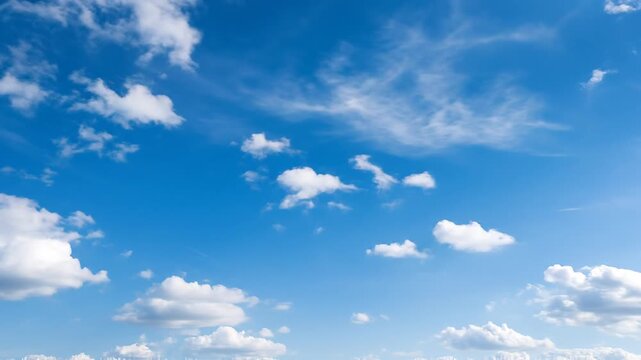 Beautiful Clear Sky with White Puffy Clouds Scene
