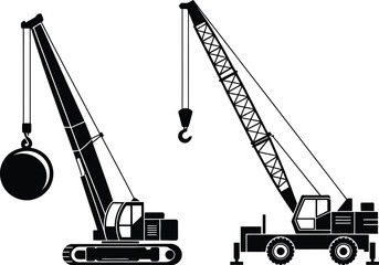 Two cranes lifting heavy loads on construction site © Gita