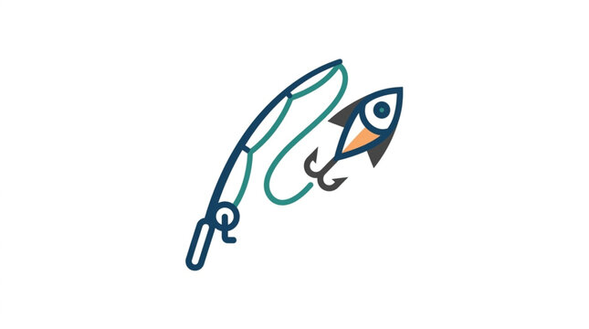 Fishing rod with lure and hook for angling.