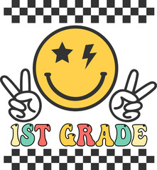 Fototapeta premium Retro 1st Grade Smiley Face Graphic