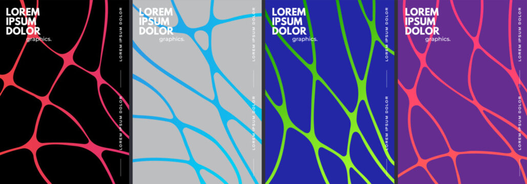 Creative posters with dynamic liquid lines. Minimalist vector templates.