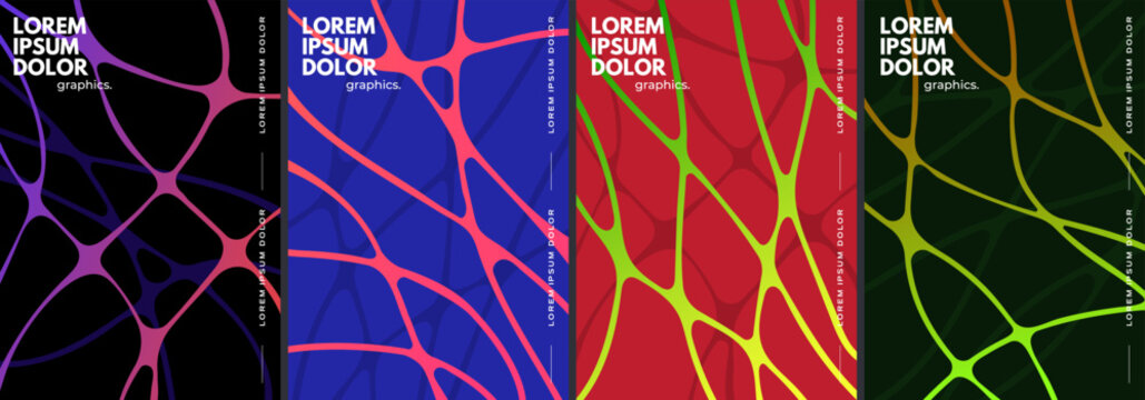 Creative posters with dynamic liquid lines. Minimalist vector templates.