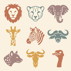 Fototapeta premium Collection of various wild animal heads 2.