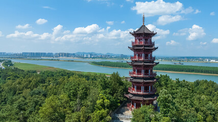 Ancient Tongguanyao Pagoda, Changsha, China with River View © ChuThi