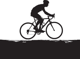 Fototapeta premium Silhouette of a professional cyclist riding a road bike vector art