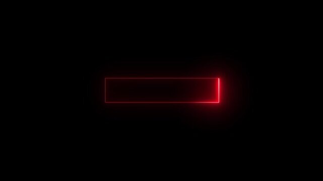 Red neon rectangle frame animation on black background with pulsing light effect , Digital neon frame highlights glowing squares and rectangles, lines enhance modern motion graphics 4k video...
