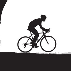 Obraz premium Silhouette of a cyclist riding a road bike vector art