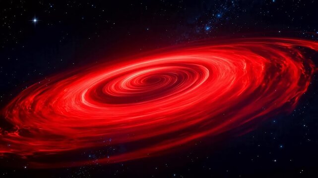 Red spiral galaxy in space