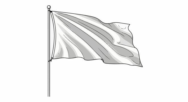 A simple illustration of a white flag gently waving on a flagpole