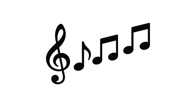 music notes on white background treble clef