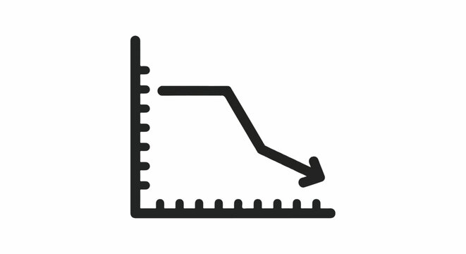 A simple line graph icon showing a steep downward trend with an arrow indicating decline
