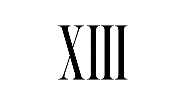 Roman Numeral Xiii Large Black on White