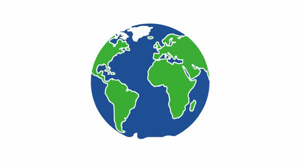 Obraz premium A simple, stylized illustration of planet Earth with continents in green
