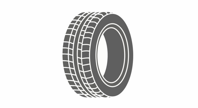 A simple grey graphic of a tire with detailed tread pattern