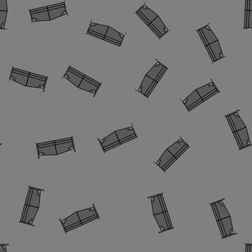 seamless pattern Black wrought iron gate providing security and entrance to properties, featuring decorative scrolls and vertical bars on a clean white background, creating a sturdy barrier graphic