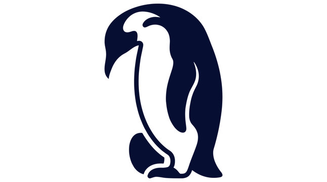 Silhouette icon of an Emperor penguin incubating an egg