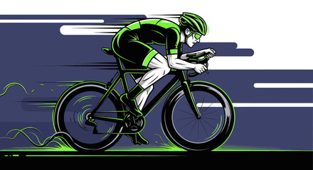 Fototapeta premium Cyclist Racing Speed Motion Graphic Art