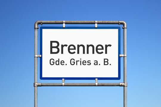 Ortseinfahrt, Schild, Brenner, Gemeinde, Gries am Brenner, &Ouml;sterreich, Tirol, (Symbolbild)