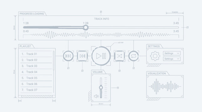 Digital Audio Player Interface Blueprint - Music Software UI Design