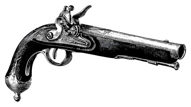 Old Revolver Pistol Close Up Antique Handgun
