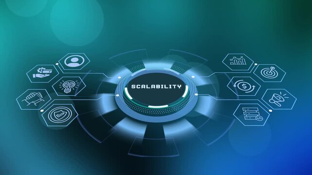 Abstract digital architecture graphic illustrating cloud scalability, business expansion, and technical growth infrastructure.