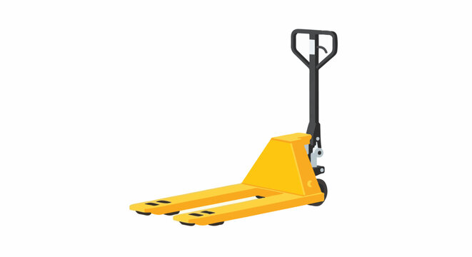 Yellow manual pallet jack, industrial logistics tool