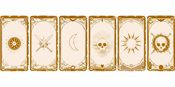set of seven mystical tarot card templates beige fortune telling oracle divination