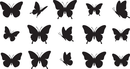 Collection of black butterfly silhouettes © BipashaSketches 