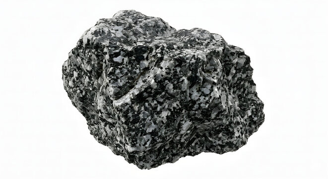 High-Detail 3D Render of a Diorite Igneous Rock Specimen Isolated on White