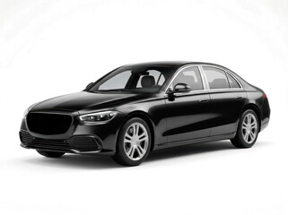 Obraz premium A sleek black luxury sedan parked on a clean surface indoors