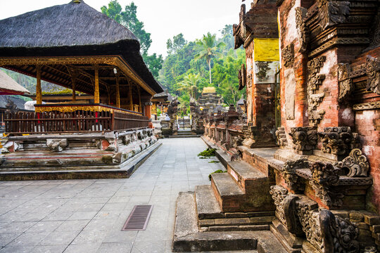 Traditional stone architecture and pavilions at Pura Kehen temple in Bangli