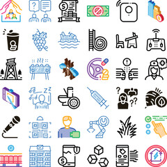 Fototapeta premium Variety of icons illustrating numerous concepts from business, technology, lifestyle, and health, providing visual representations for communication and design needs