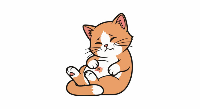 Sad cartoon cat with a boo-boo on its belly