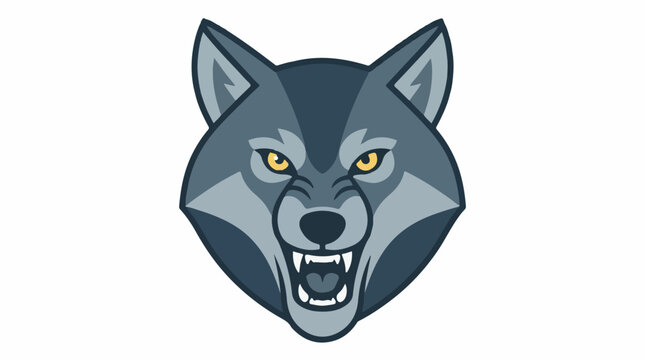 Fierce wolf face with bared teeth, sharp eyes, and pointed ears, isolated