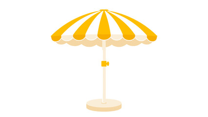 Obraz premium Yellow and white striped beach umbrella isolated on white