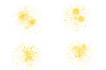 Obraz premium Yellow fireworks explosion graphic design as clean cutout