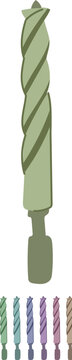 twist drill bit cartoon. spade auger, countersink forstner, brad point twist drill bit sign vector