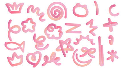 cute doodle letters, pink decorative font, playful sticker alphabet icons   © Chu