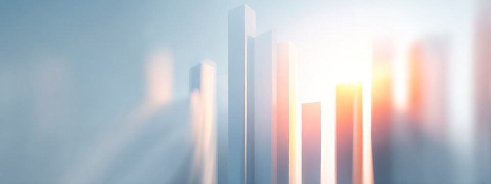 Soft abstract bar chart with blurred gradient tones representing business growth, analytics performance and financial data visualization concept.  banner 