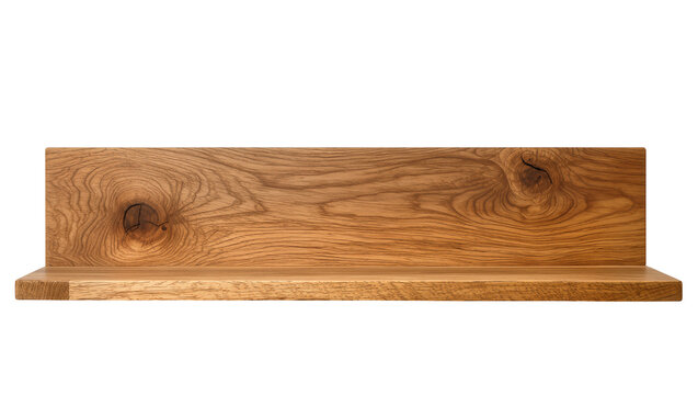 Solid oak wood shelf with natural knot detail