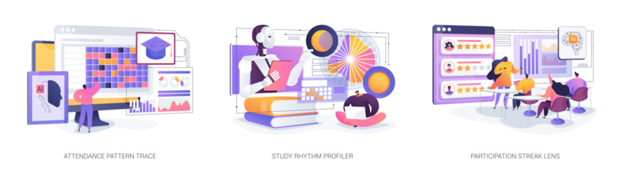 Enhanced K-12 Learning Signals abstract concept vector illustrations.