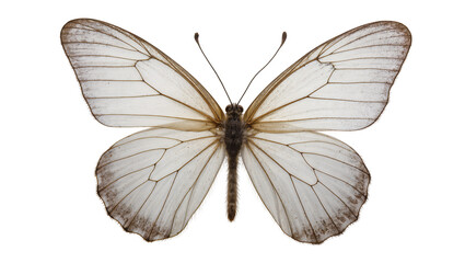 White butterfly with dark veins on wings and fuzzy body © Sophia