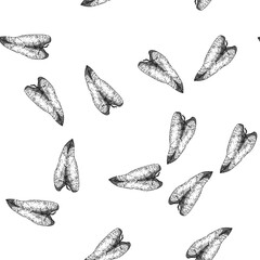 seamless pattern philodendron tropical leaf hand drawn. vector plant, palm silhouette, flower green leaves tropical leaf black sketch illustration © PikePicture