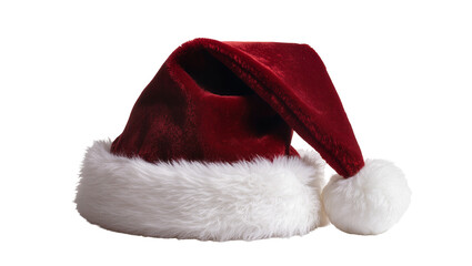 Obraz premium Red velvet Santa hat with white fur trim and pompom