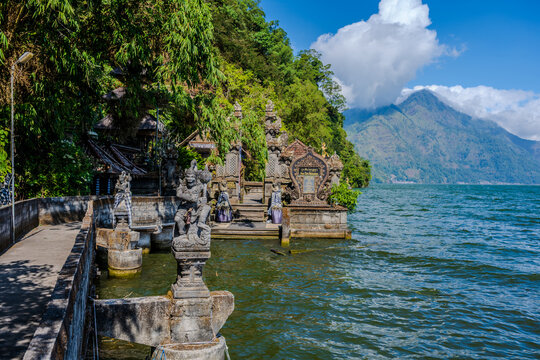 Pura Tirta Hulundanu temple on the shore of Lake Batur in Bangli