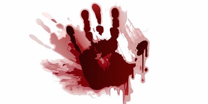 bloody handprint with dripping blood on transparent background vector illustration graphic horror