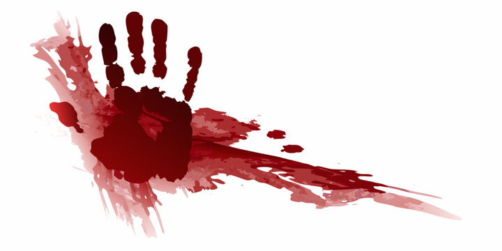 bloody handprint with dripping blood on transparent background vector illustration graphic artwork