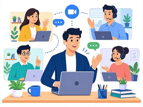 Remote Team Collaboration and Virtual Business Meeting Using Video Conference