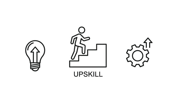 upskill icons set line art idea lightbulb