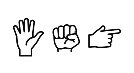 Obraz premium hand gestures line art gesture fist pointing